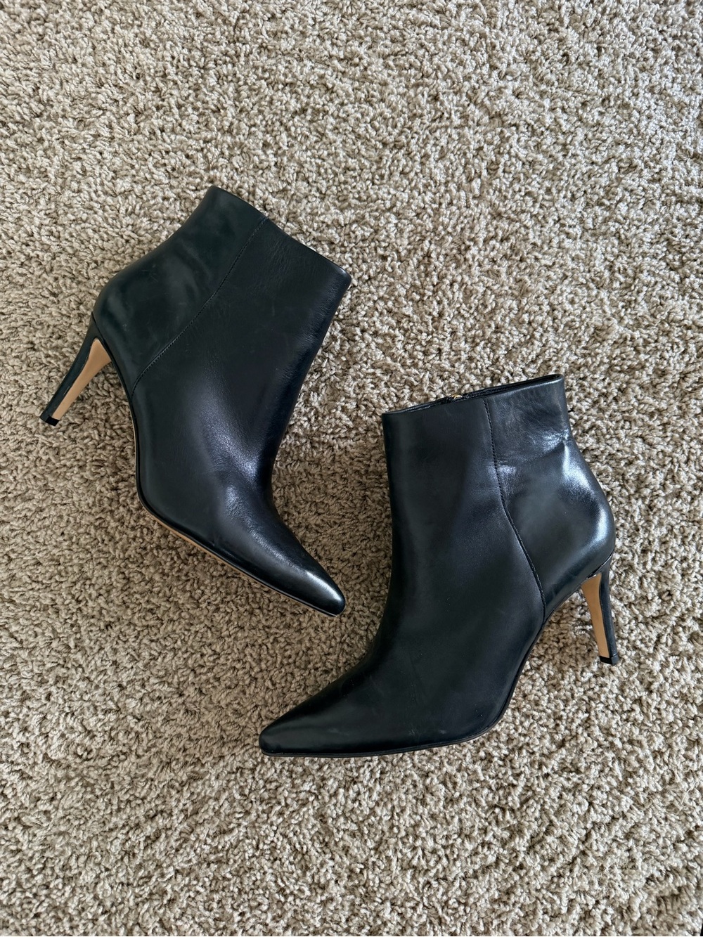 Sam Edelman Black Leather Pointed Ankle Booties